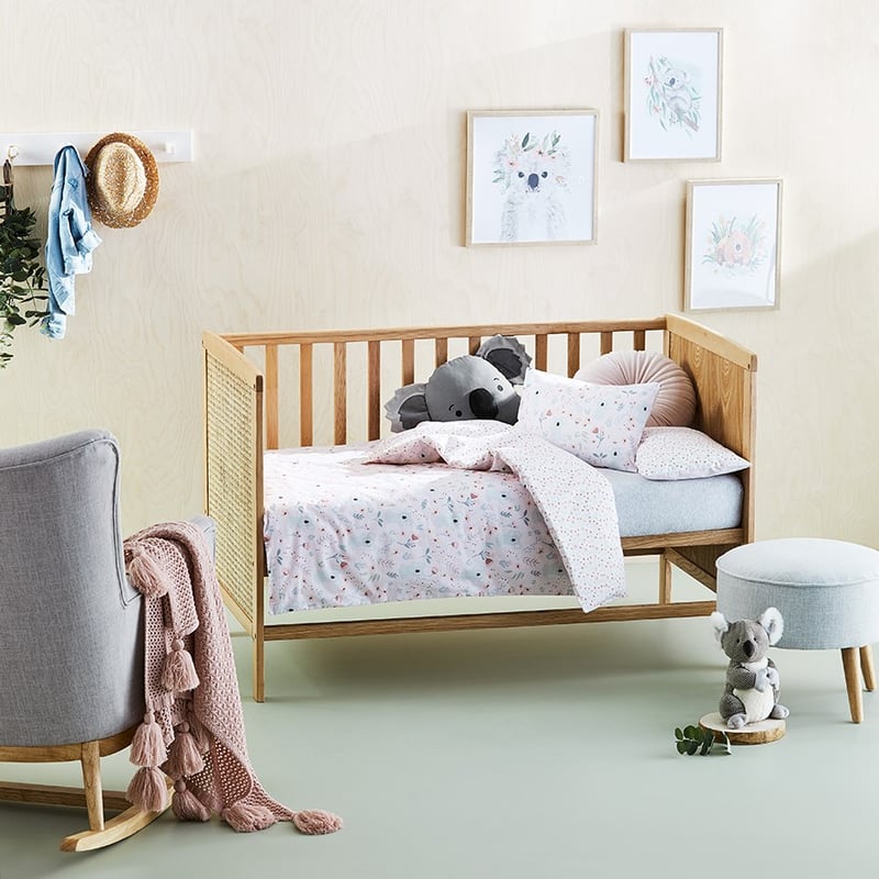 Heidi's Koala Pale Cot Pink Quilt Cover Set