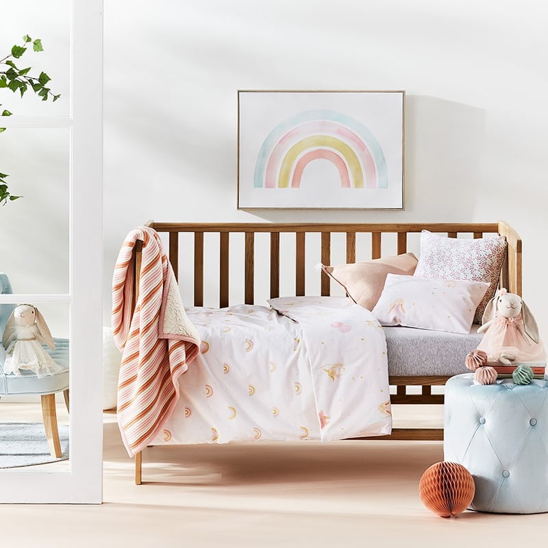 Balloon Bunny Shell Pink Cot Quilt Cover Set
