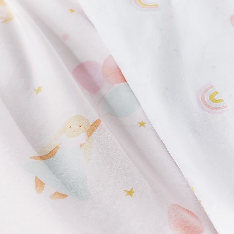 Balloon Bunny Shell Pink Cot Quilt Cover Set