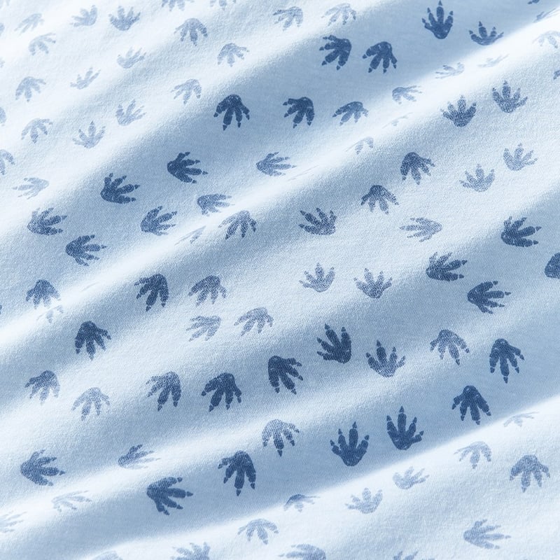 Dino Footprints Quilted Jersey Sky Blue Cot Quilt Cover Set