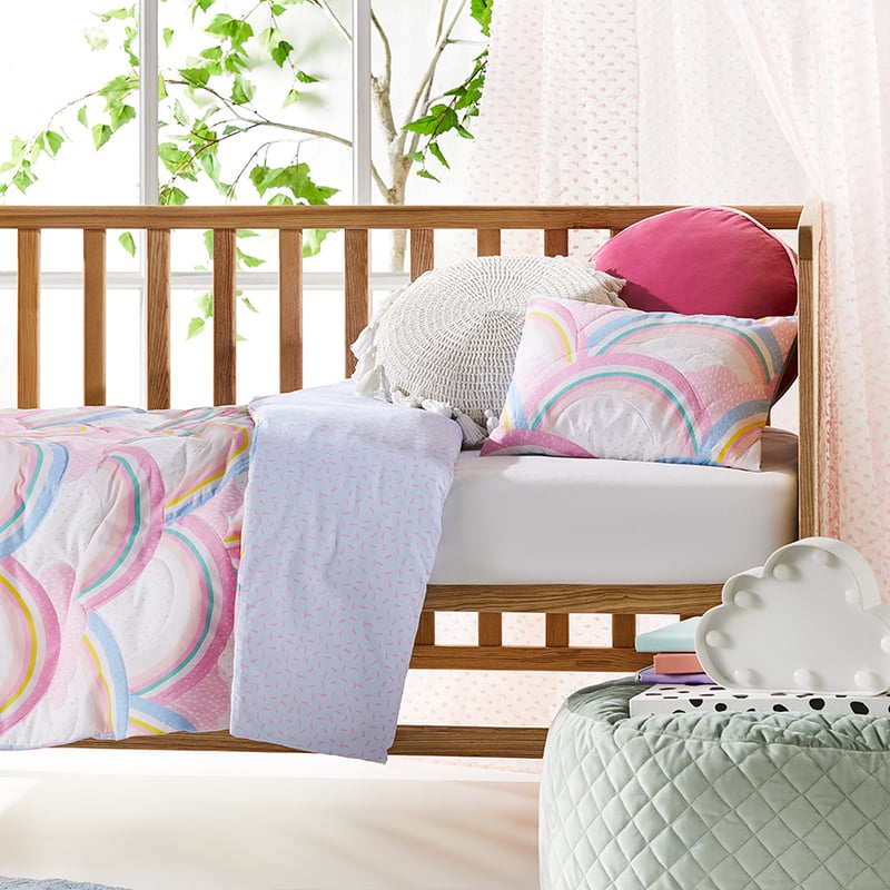 Rainbow Quilted Cot Quilt Cover Set