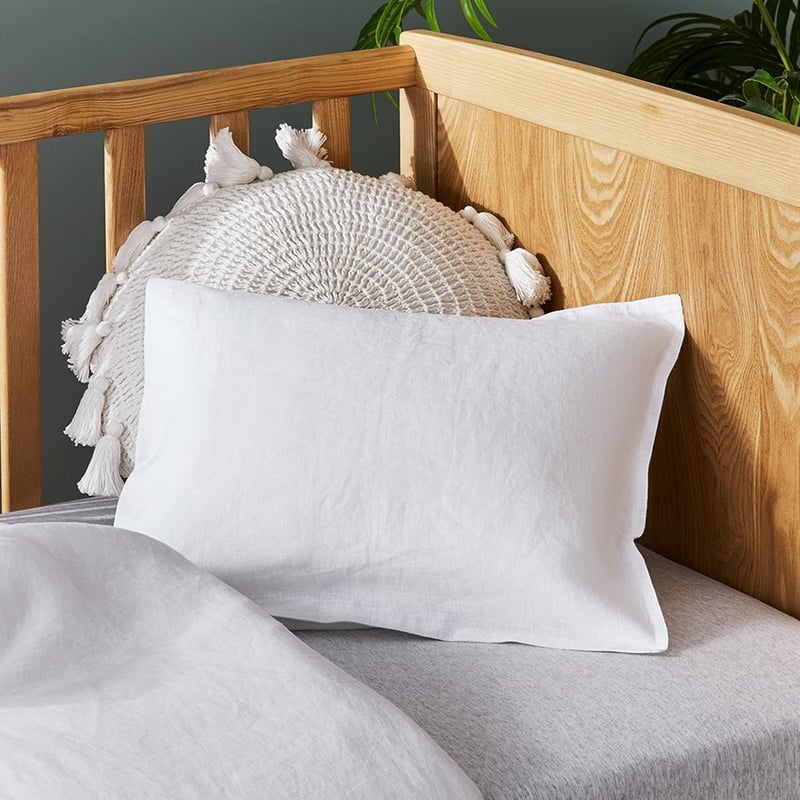 Vintage Washed Linen White Cot Quilt Cover Set