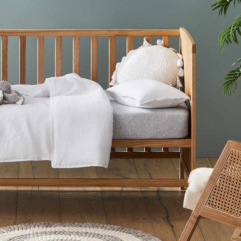 Vintage Washed Linen White Cot Quilt Cover Set