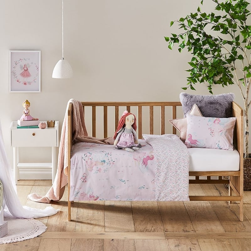 Enchanted Fairy Muted Pink Cot Quilt Cover Set