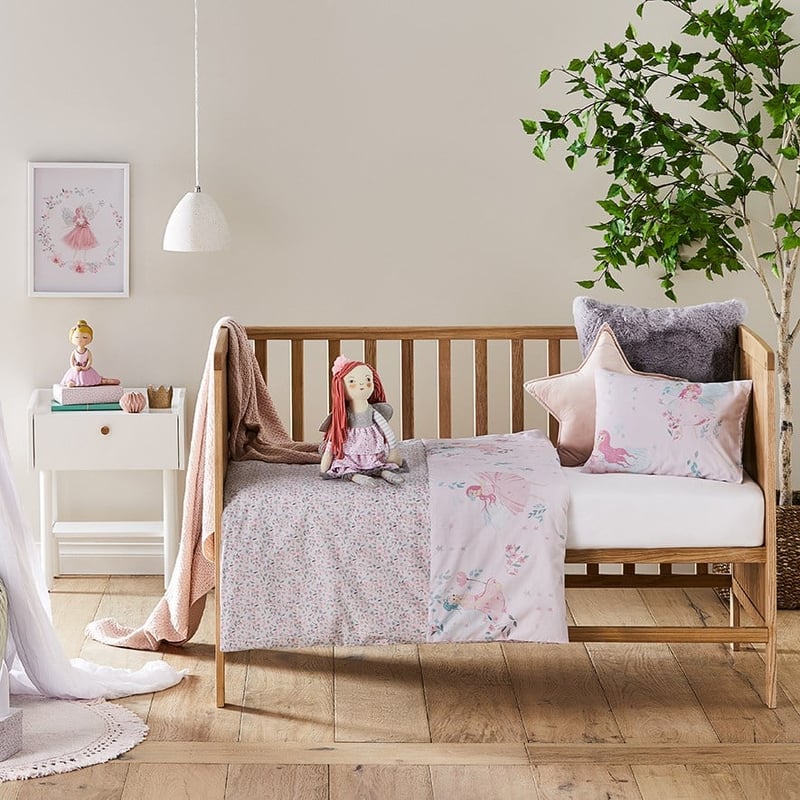 Enchanted Fairy Muted Pink Cot Quilt Cover Set
