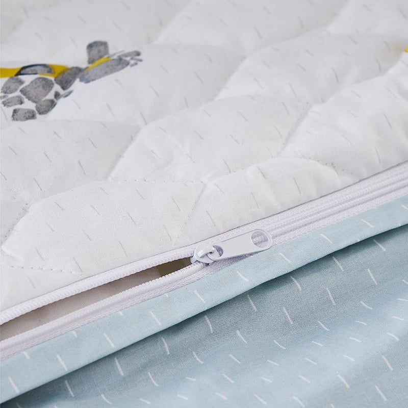 Under Construction White Quilted Cot Quilt Cover Set