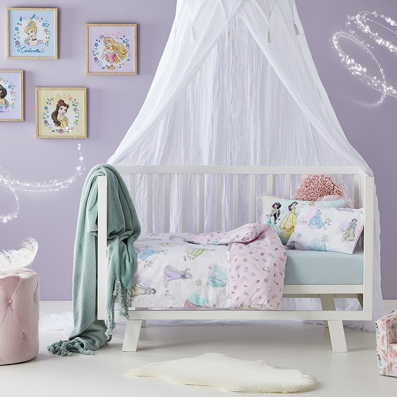 Disney Princess Castle White Cot Quilt Cover Set