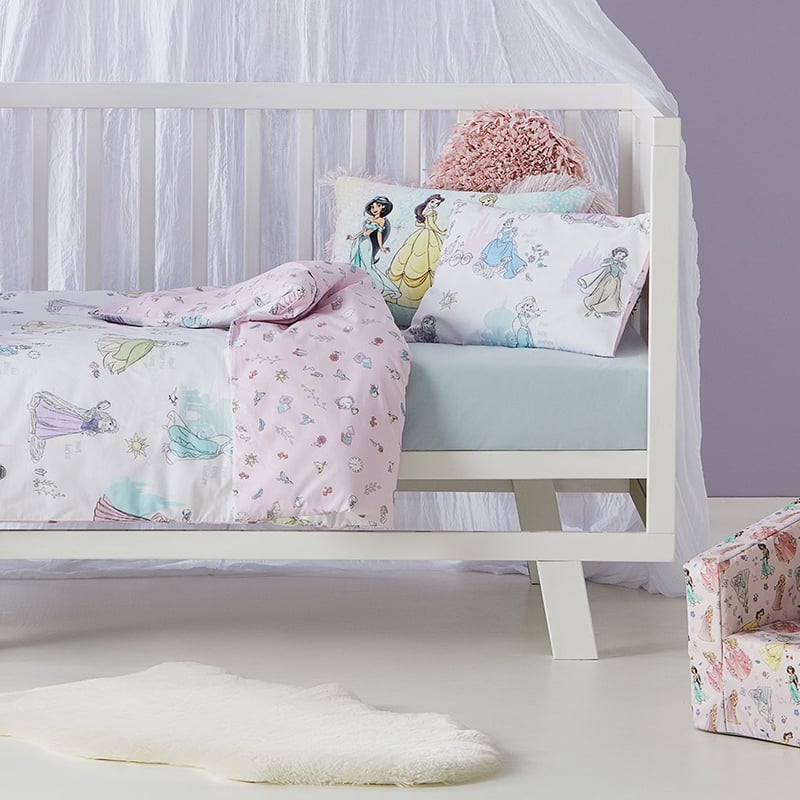 Disney Princess Castle White Cot Quilt Cover Set