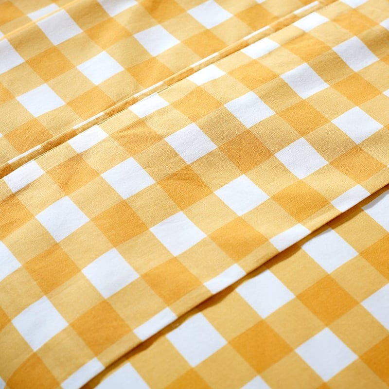 Harlequin Check Mustard Organic Cotton Cot Sheet Set
