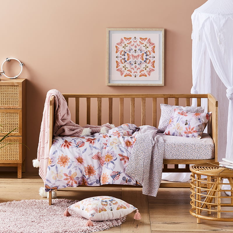 Garden Dreams Lilac Cot Quilt Cover Set