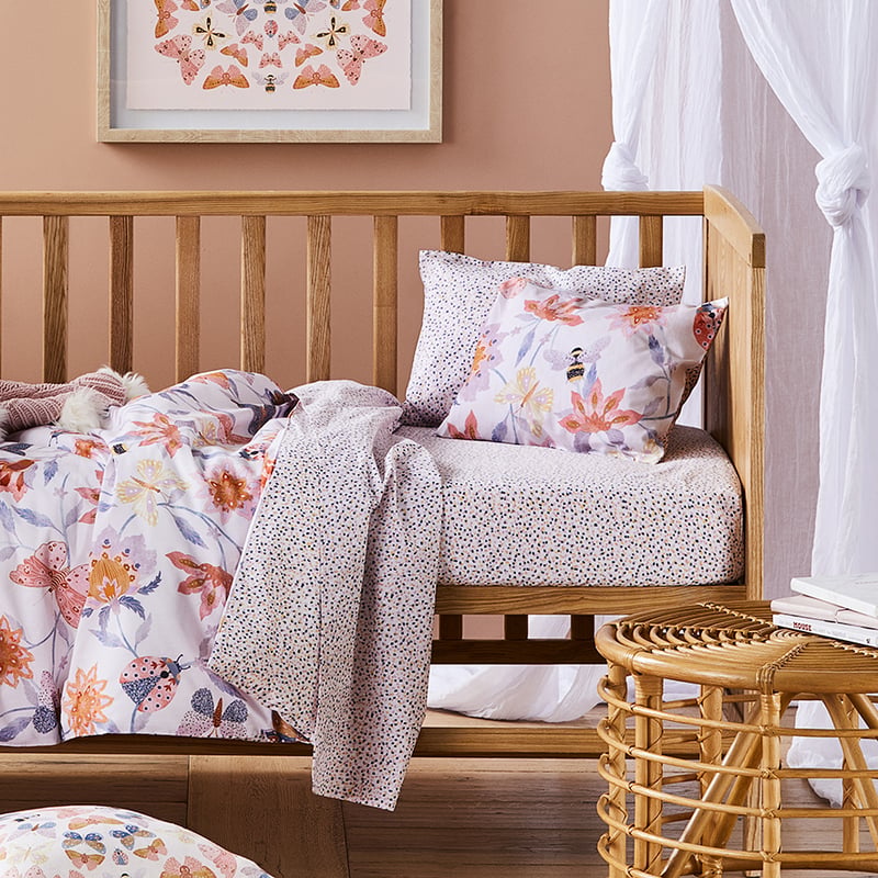 Garden Dreams Lilac Cot Quilt Cover Set