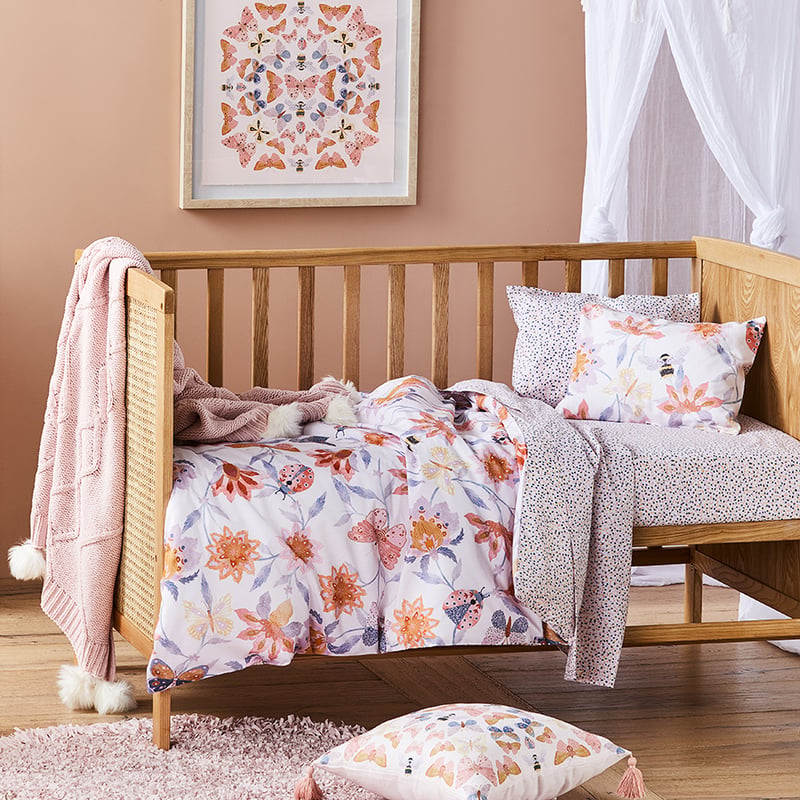 Garden Dreams Lilac Cot Quilt Cover Set