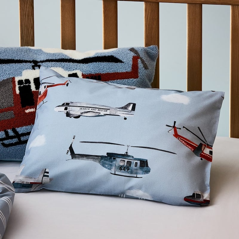 Flight Path Mid Blue Cot Quilt Cover Set