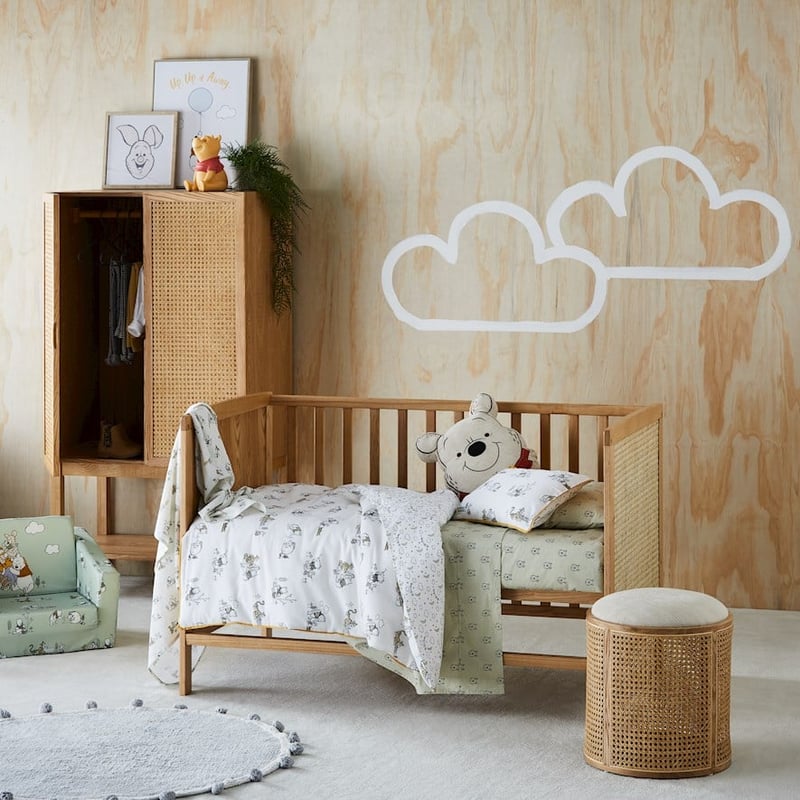 Disney Winnie The Pooh Natural Cot Quilt Cover Set