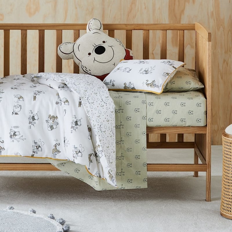 Disney Winnie The Pooh Natural Cot Quilt Cover Set