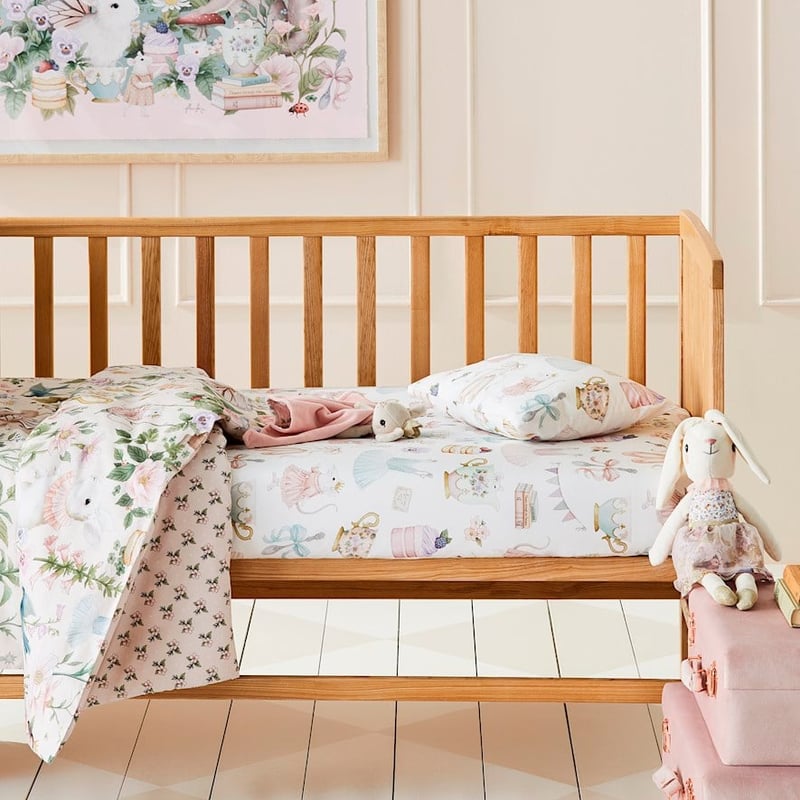 Fleur Harris Garden Party Pink Cot Fitted Sheet Set