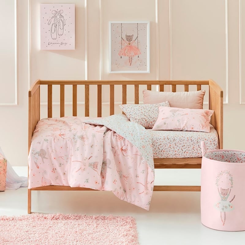 Ballet Friends Lotus Pink Cot Quilt Cover Set