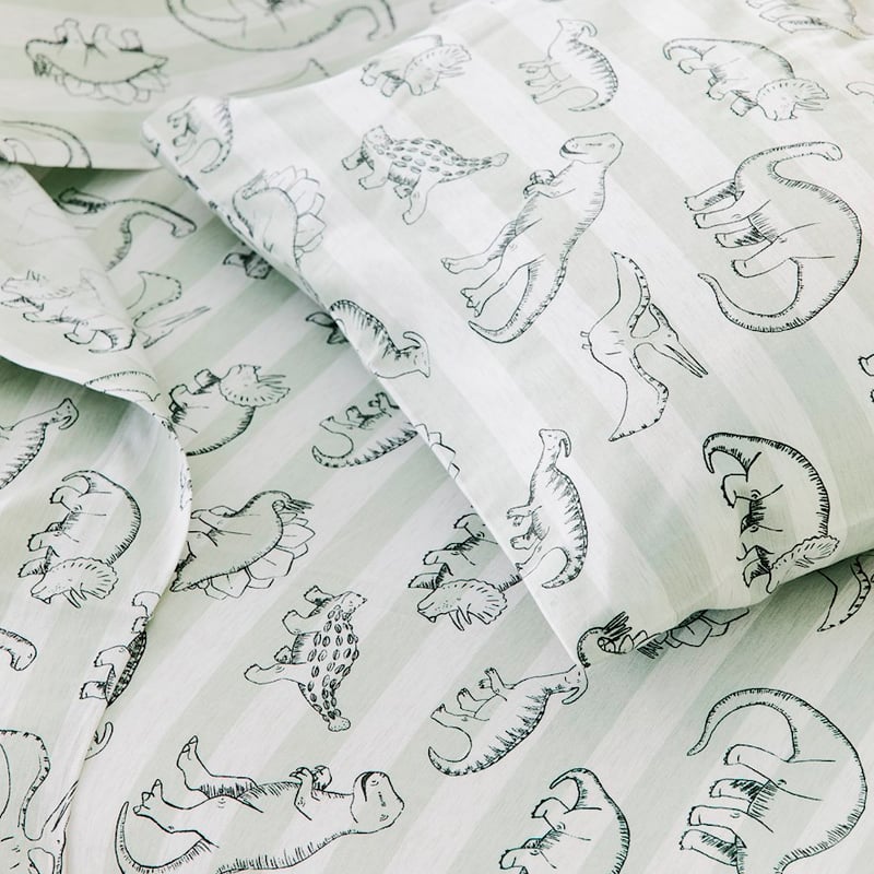 Dinomite Soft Sage Cot Sheet Set