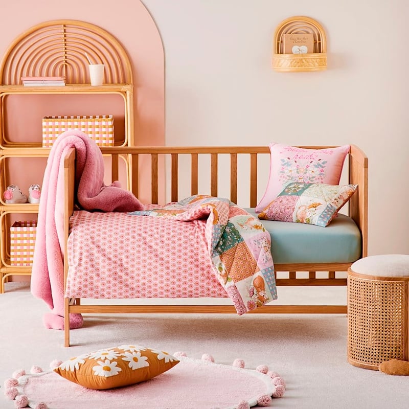 Storybook Multi Patchwork Quilted Cot Quilt Cover Set