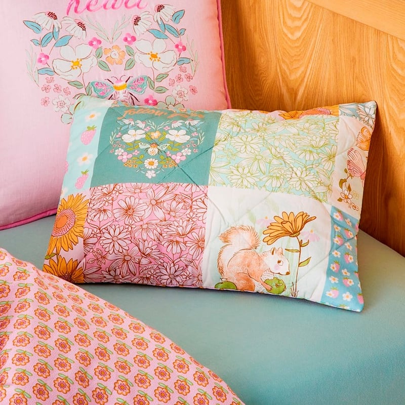 Storybook Multi Patchwork Quilted Cot Quilt Cover Set