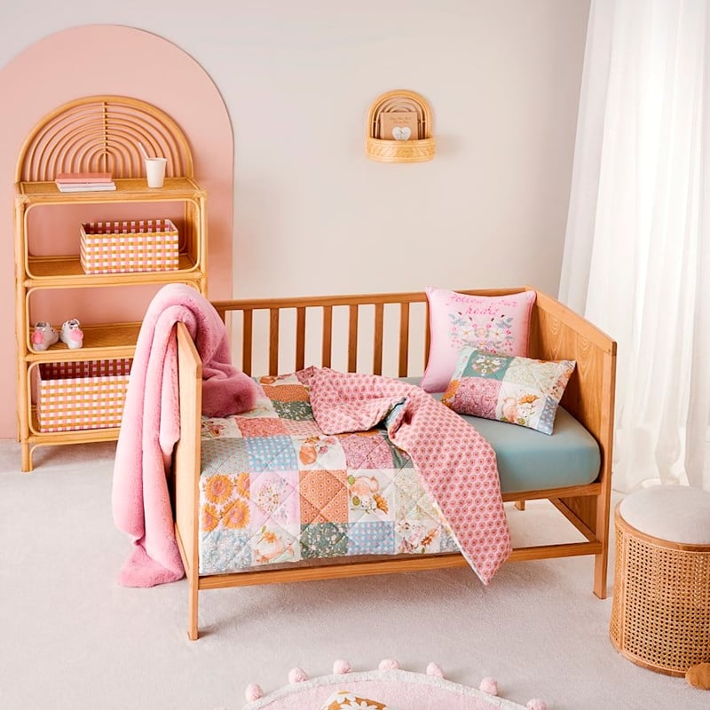 Storybook Multi Patchwork Quilted Cot Quilt Cover Set