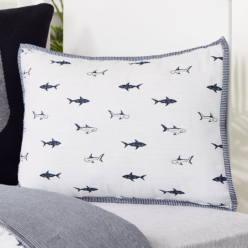Shark Quilted Cot Quilt Cover Set Grey