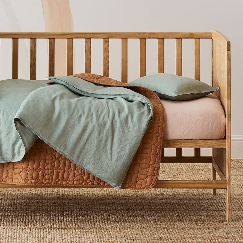 Vintage Washed Linen Caramel Quilted Play Mat