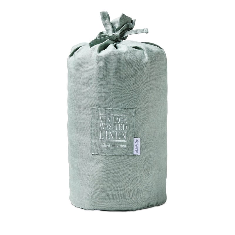 Vintage Washed Linen Eucalyptus Quilted Play Mat