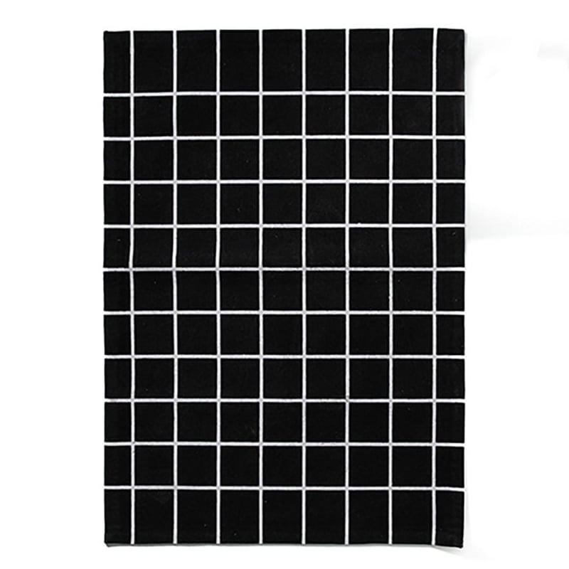 Printed Black Grid Floor Rug