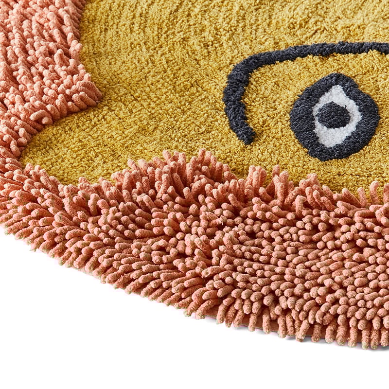 Lion Face Rug in Orange 