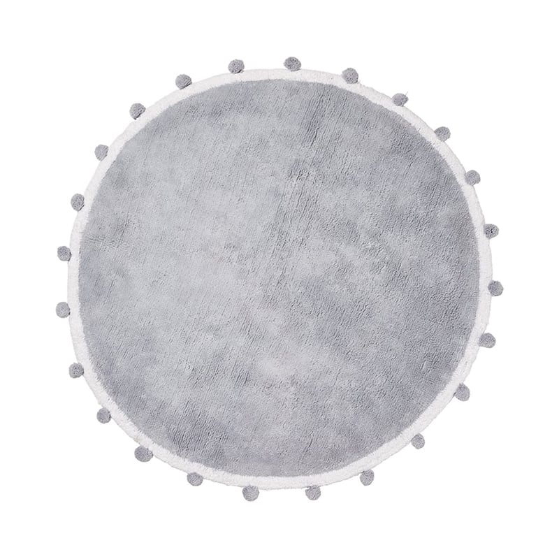 Pom Pom Grey Round Rug 