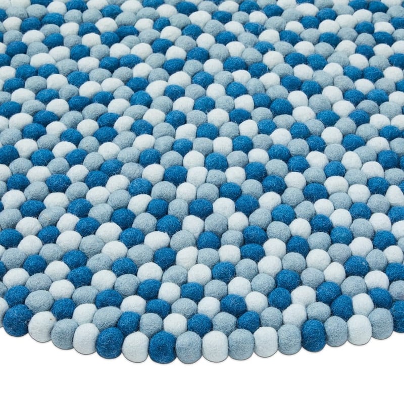 Designer Blue Freckle Felt Round Rug