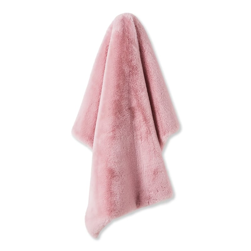 Faux Rabbit Fur Pink Throw