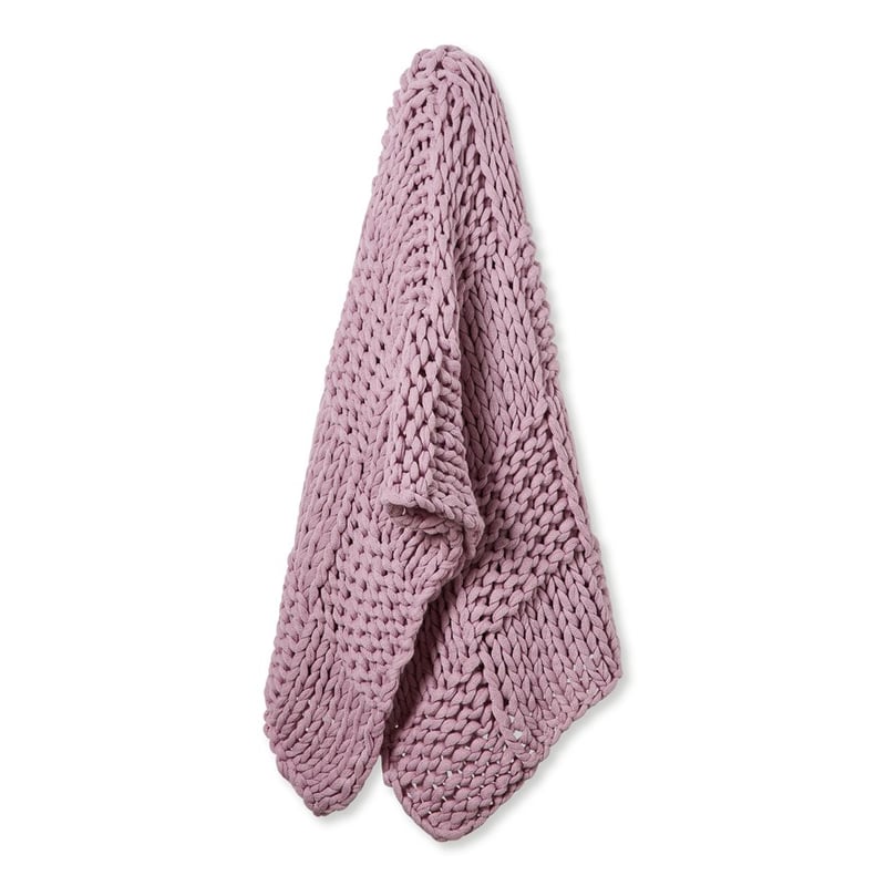 Chunky Lilac Knit Grid Throw 