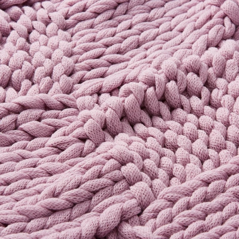 Chunky Lilac Knit Grid Throw 