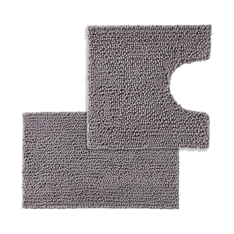 Microplush Bobble Solid Grey Contour & Bath Mat  