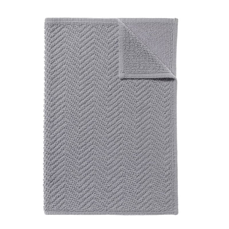 European Collection Lisbon Bath Mat Herringbone Silver Cloud