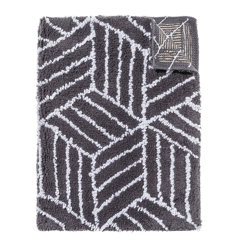 Linear Bath Mat Hex Coal & White