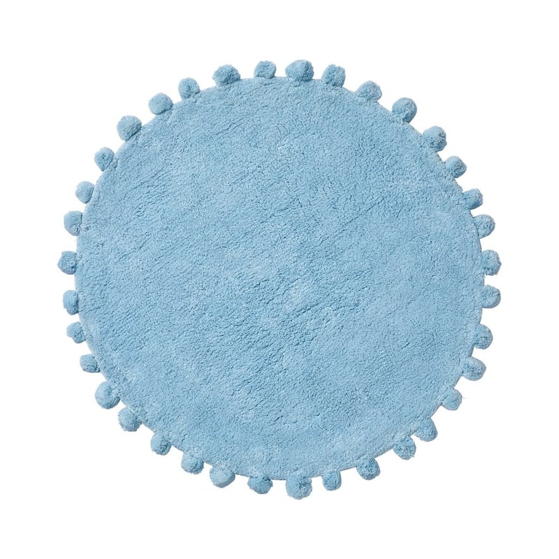 Livia Cool Blue Pom-Pom Circle Bath Mat
