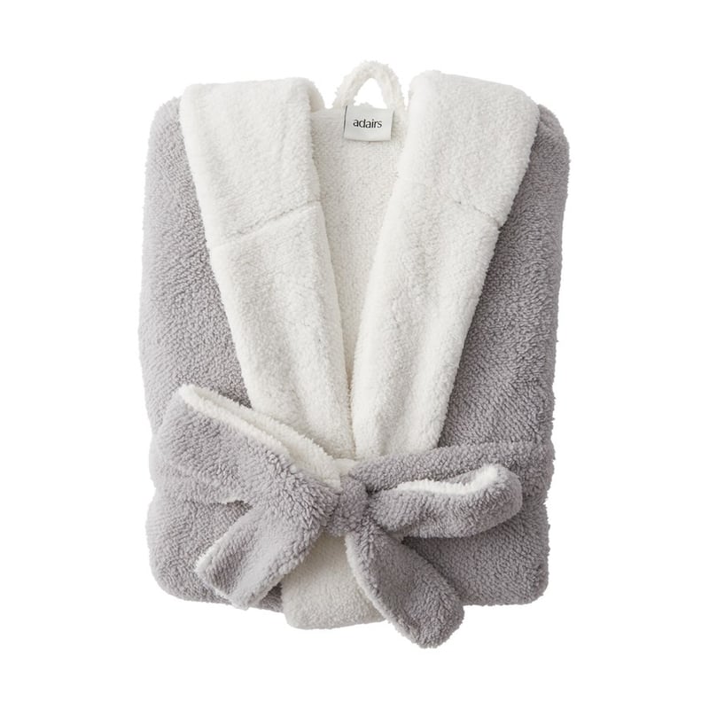 Sherpa Moonrock Grey & Ivory Hooded Bathrobe
