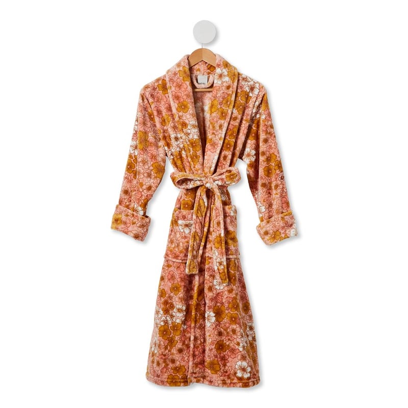 Printed Ultra Soft Mustard Sunset Bloom Bathrobe