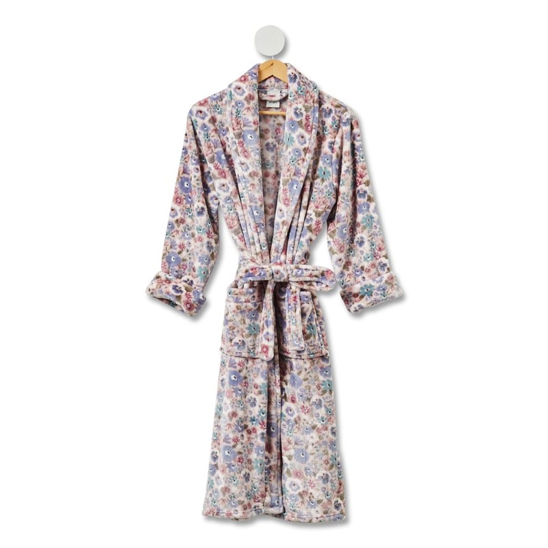 Printed Ultra Soft Lavender Viola Orchid Bathrobe