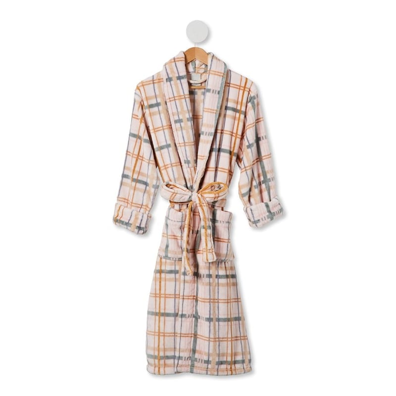 Printed Ultra Soft Pink Mini Check Bathrobe