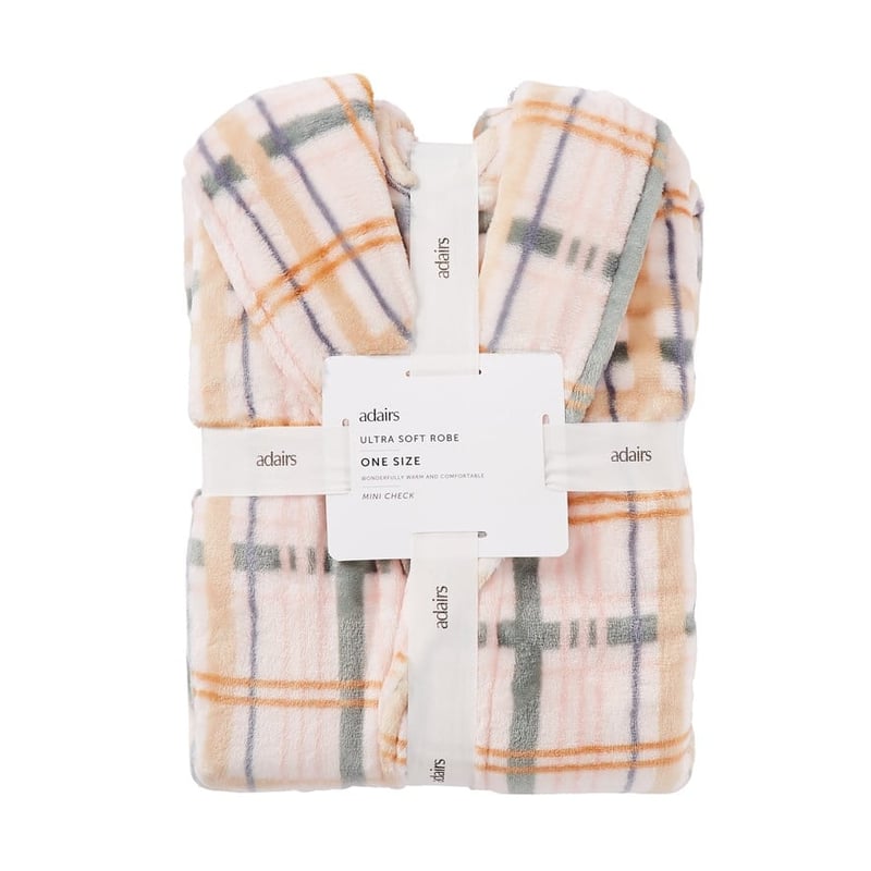 Printed Ultra Soft Pink Mini Check Bathrobe