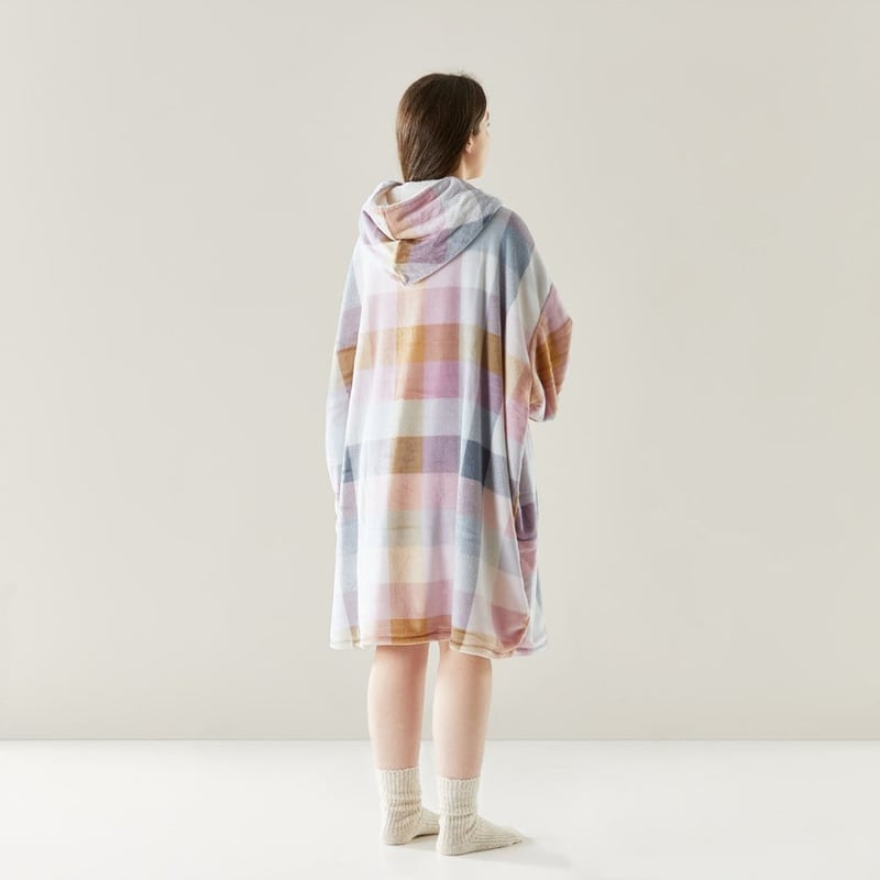Teddy Soulful Check Hooded Blanket