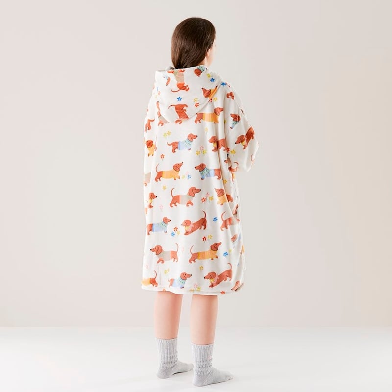 Teddy Dachshund Picnic Hooded Blanket