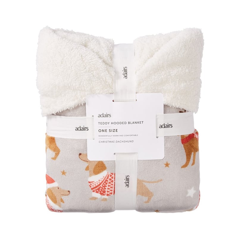 Teddy Christmas Dachshund Hooded Blanket