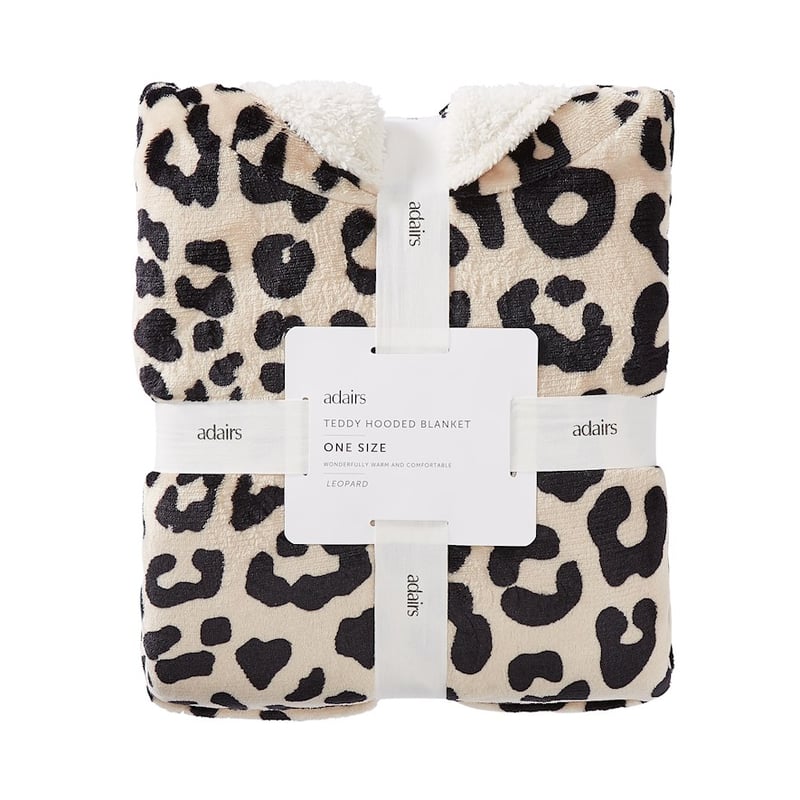 Teddy Black & Natural Leopard Hooded Blanket