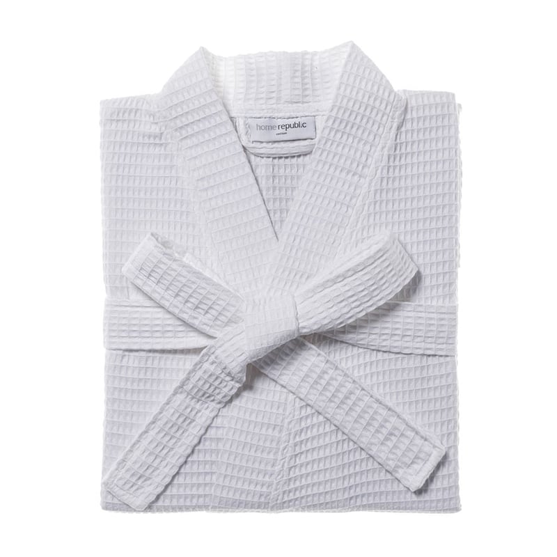 Turkish Cotton Waffle Bathrobe White