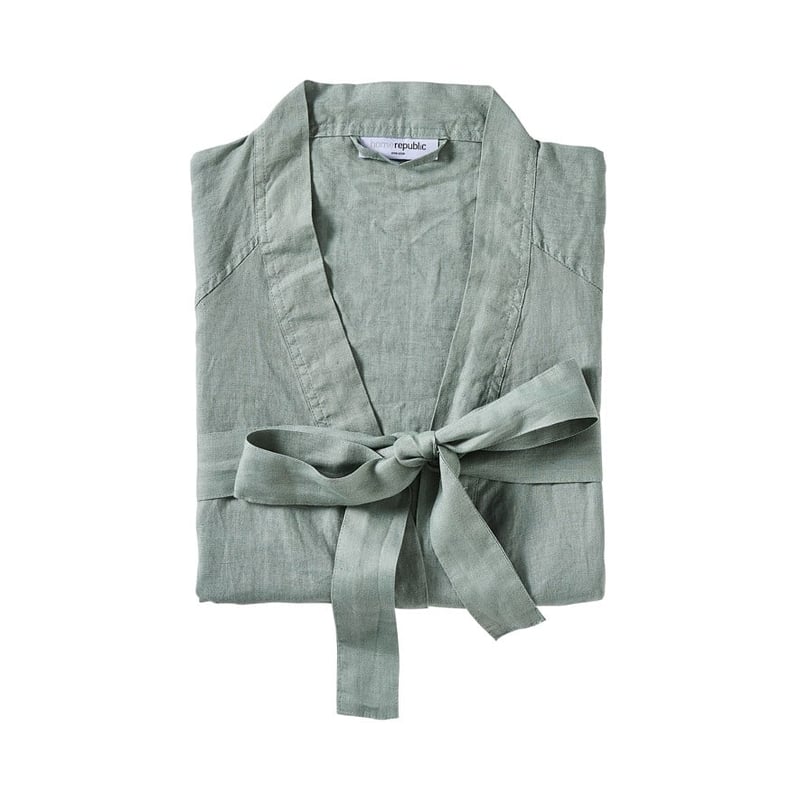 Vintage Washed Linen Eucalyptus Bath Robe